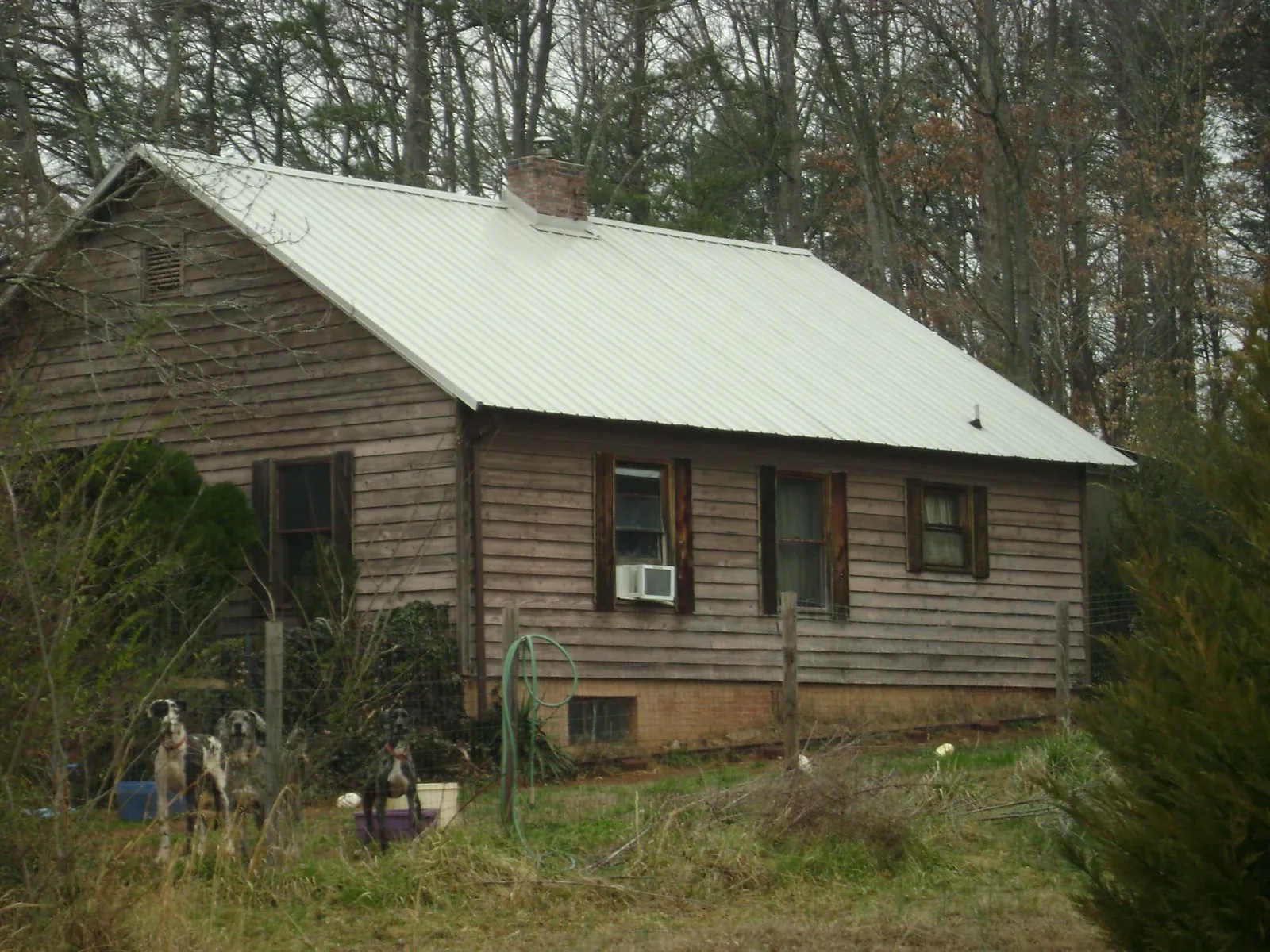White metal roof on an old wood sided farmhouse, from a Asphalt Shingle Roof Repair job in Elverta